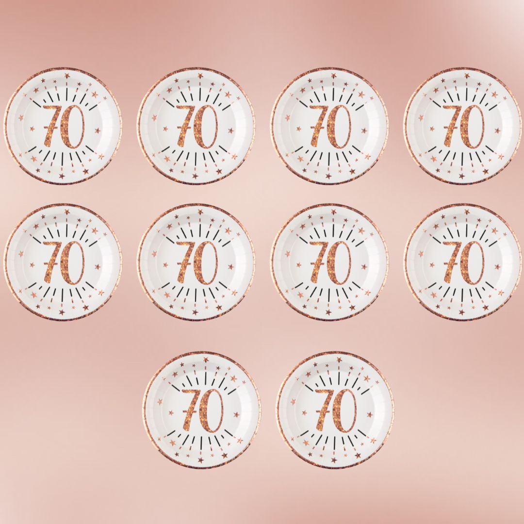 70th Birthday Rose Gold Party Supplies Bundle – Effortless Joy Awaits!
