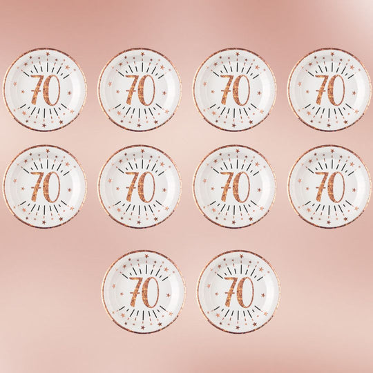 70th Birthday Rose Gold Party Supplies Bundle – Effortless Joy Awaits!