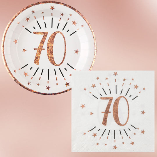 70th Birthday Rose Gold Party Supplies Bundle – Effortless Joy Awaits!