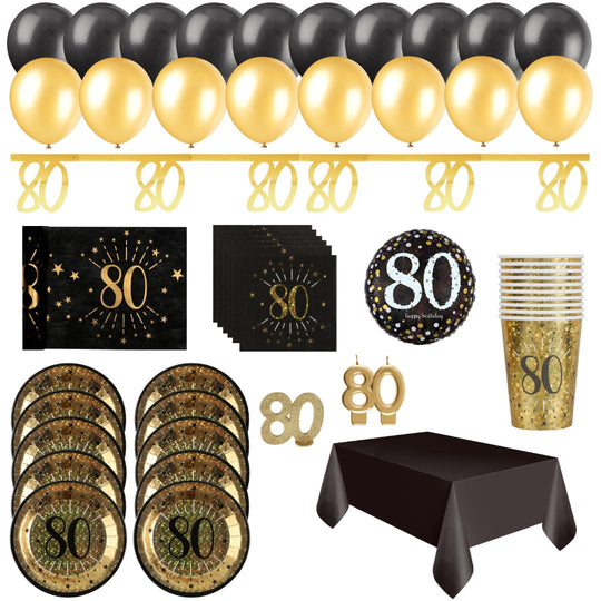 80th Birthday Party Bundle: Gold Supplies for Effortless Celebration!