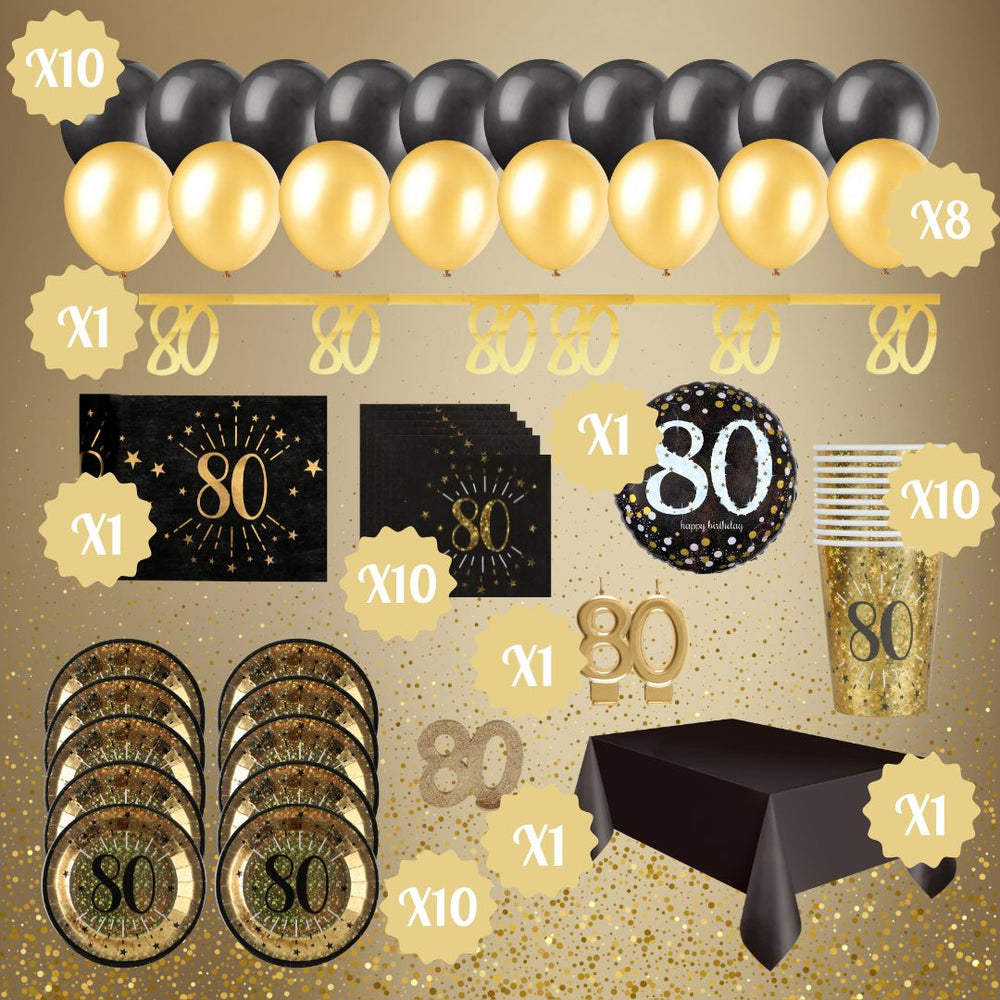 80th Birthday Party Bundle: Gold Supplies for Effortless Celebration!
