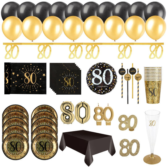 Shining Gold 80th Birthday Party Bundle - Ultimate Celebration Solution!