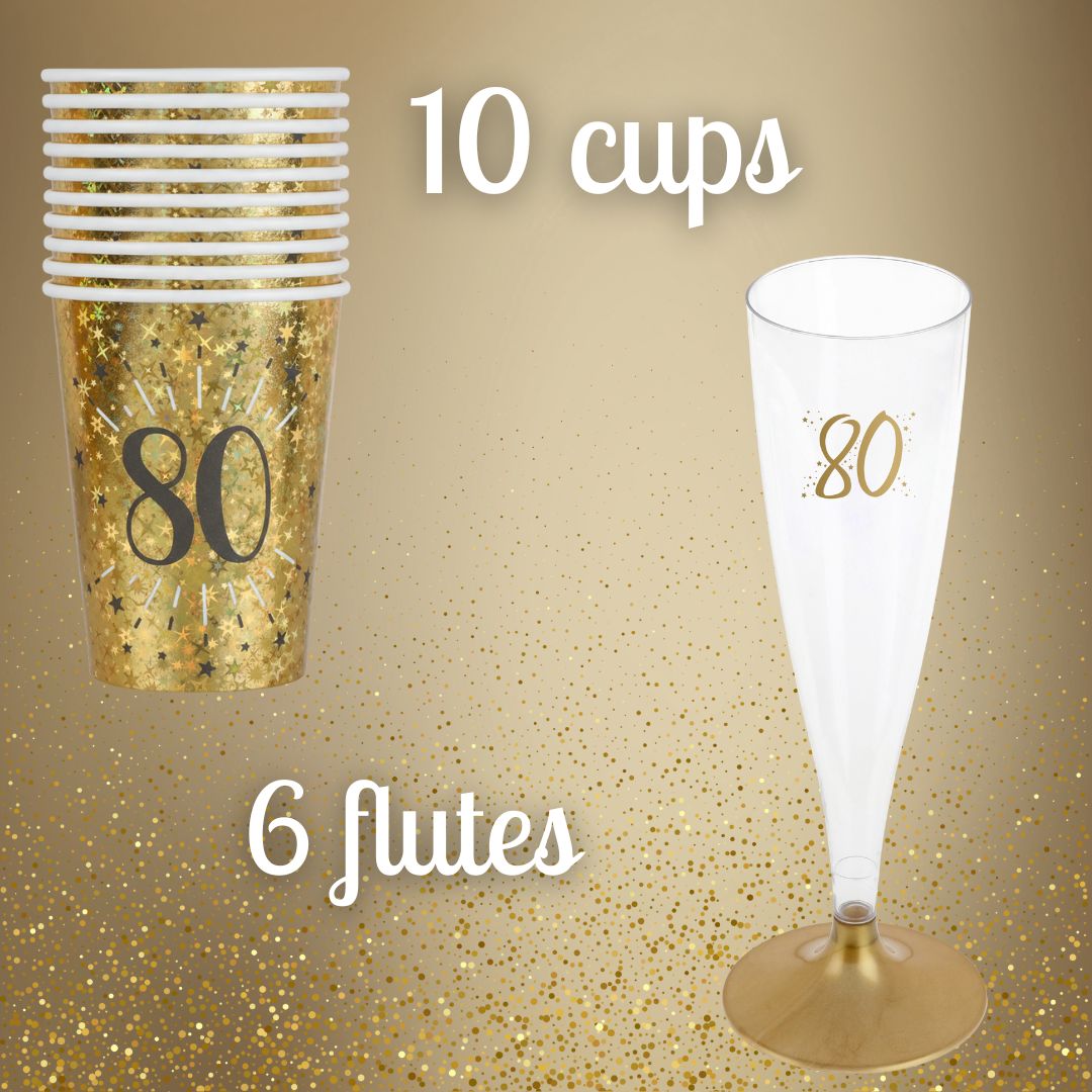 Shining Gold 80th Birthday Party Bundle - Ultimate Celebration Solution!