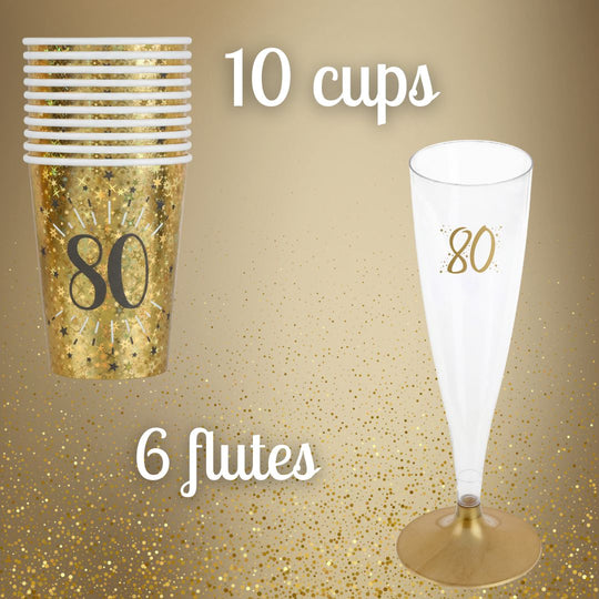 Shining Gold 80th Birthday Party Bundle - Ultimate Celebration Solution!
