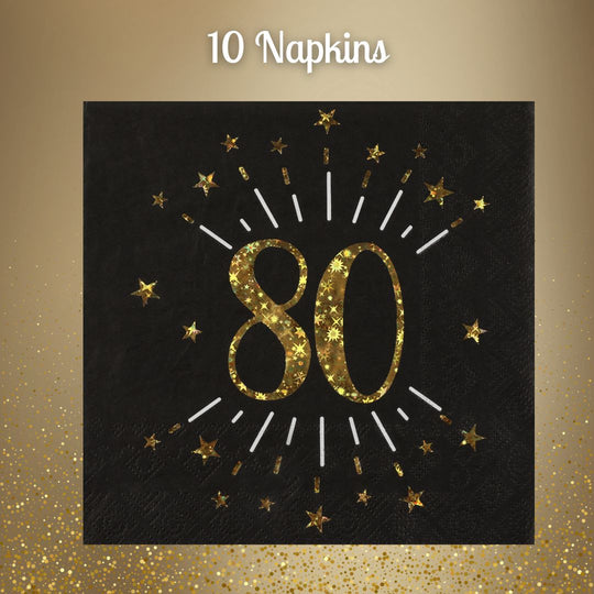 80th Birthday Party Supplies Bundle, Official Licensed, 21 Pc Gold Plates, Napkins & Black Tablecloth, Party Solution, Unbeatable Value, Birthday Decor for a Fun Celebration