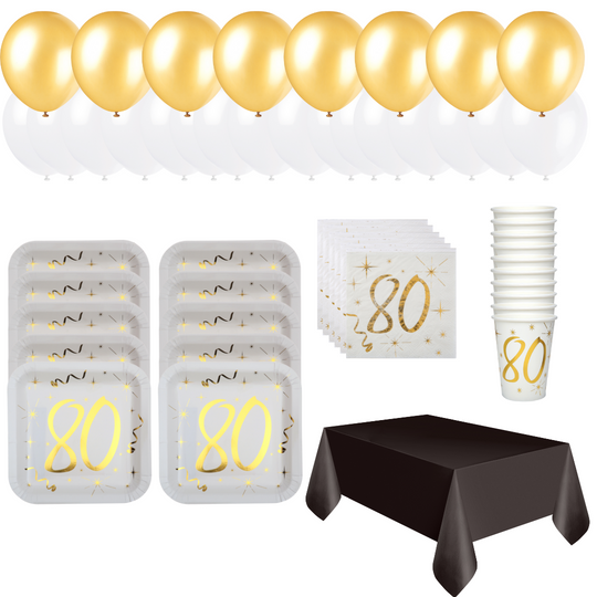 80th Birthday Gold Party Bundle - Effortless Celebration Fun!