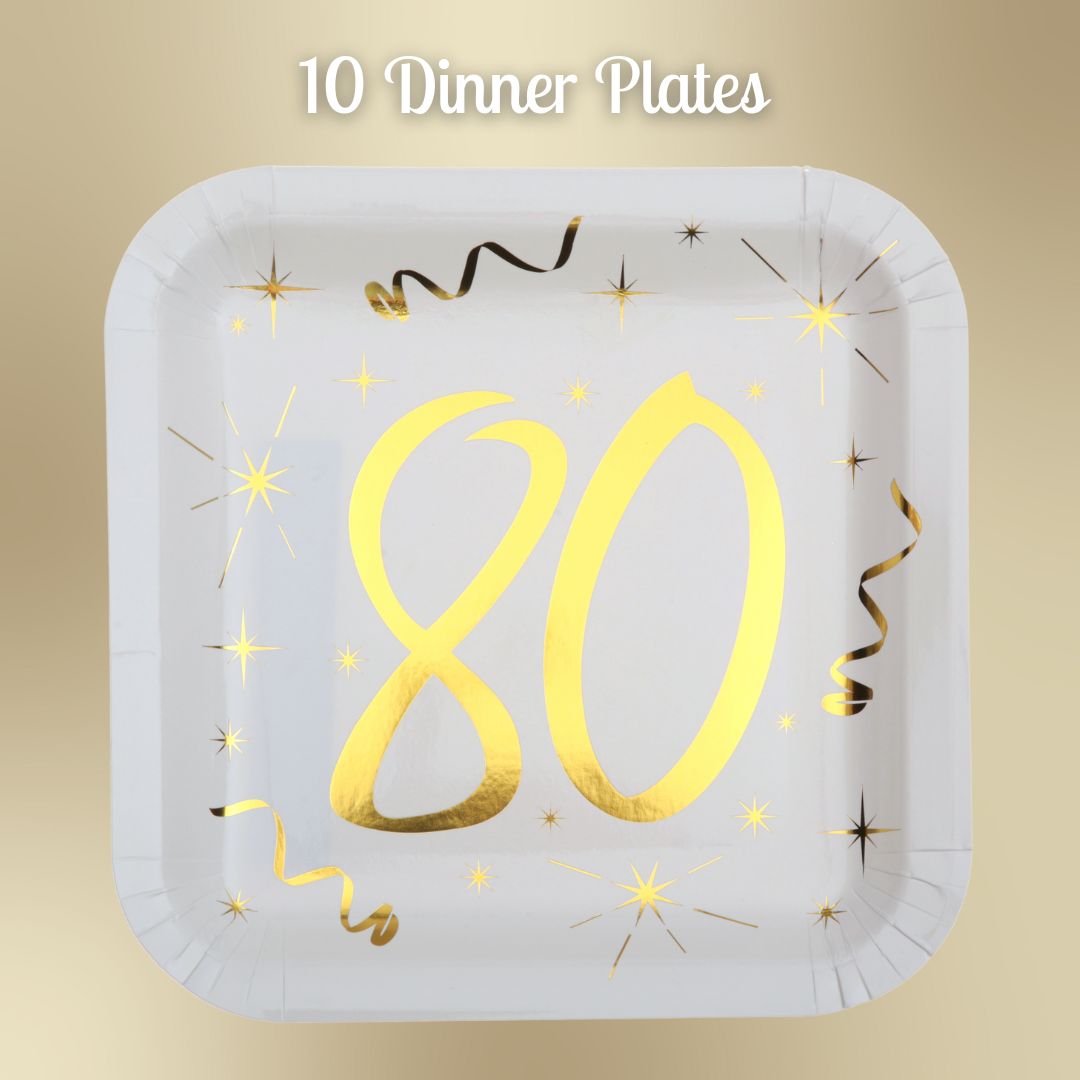 80th Birthday Party Supplies Bundle - Ultimate Gold Celebration Joy!