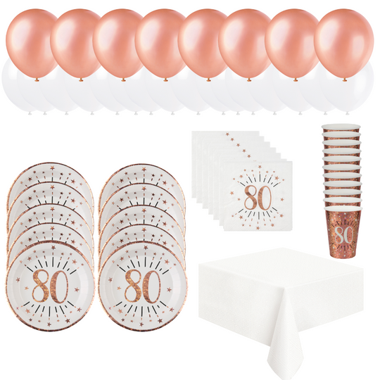80th Birthday Rose Gold Party Bundle - Effortless Celebration Fun!
