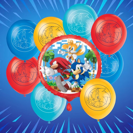 Sonic Party Bundle: Foil & Latex Balloons - Joy in Every Box!