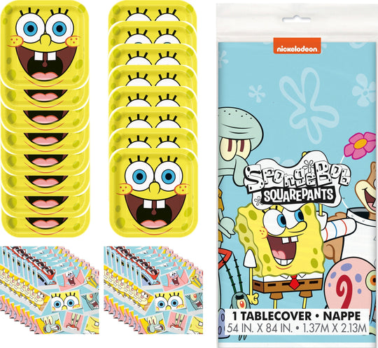 Spongebob Party Bundle: Plates, Napkins, Tablecloth - Ultimate Fun!