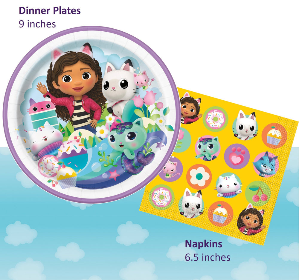 Gabby's Dollhouse Party Bundle - Dinner Plates, Tattoos & Tablecloth - Ultimate Celebration Solution!