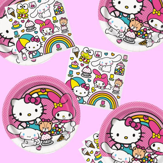 Hello Kitty Party Bundle: Plates, Napkins & Tablecloth - Celebrate with Joy!