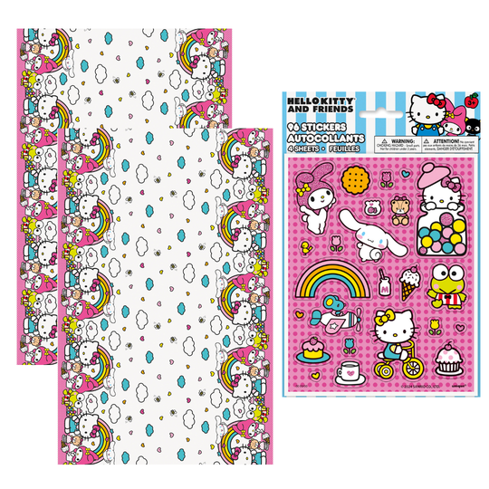 Hello Kitty Party Bundle - Tablecloth & Stickers, Ultimate Fun!