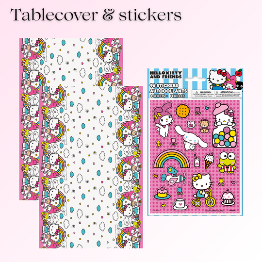 Hello Kitty Party Bundle - Tablecloth & Stickers, Ultimate Fun!