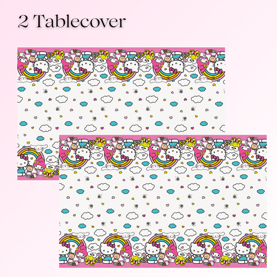 Hello Kitty Party Bundle - Tablecloth & Stickers, Ultimate Fun!