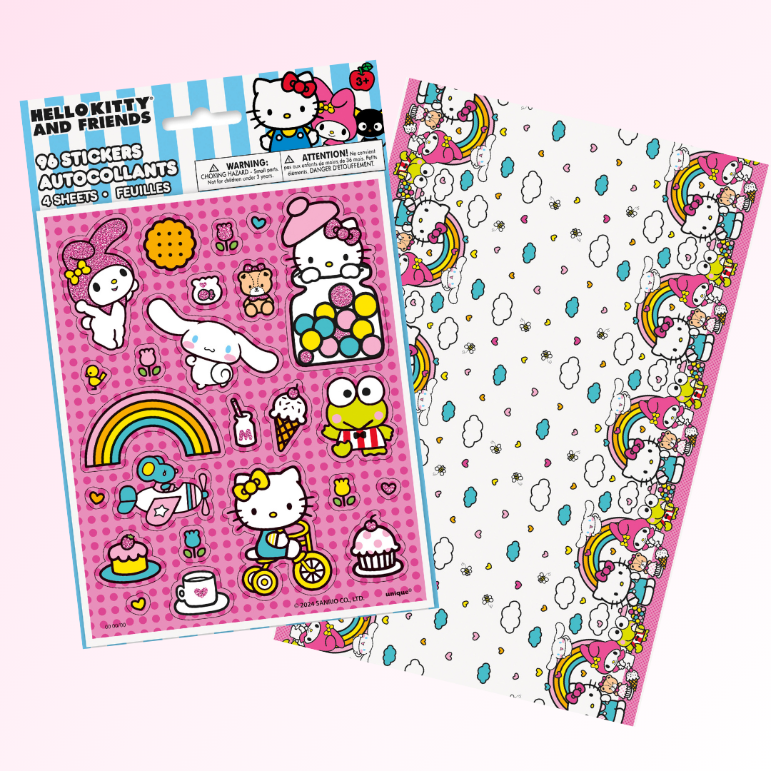 Hello Kitty Party Bundle - Tablecloth & Stickers, Ultimate Fun!