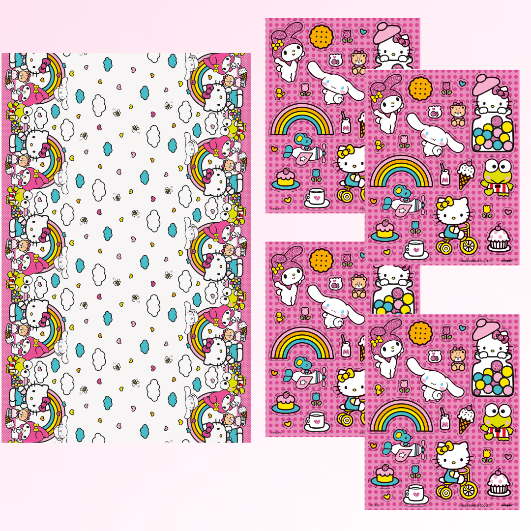 Hello Kitty Party Bundle - Tablecloth & Stickers, Ultimate Fun!