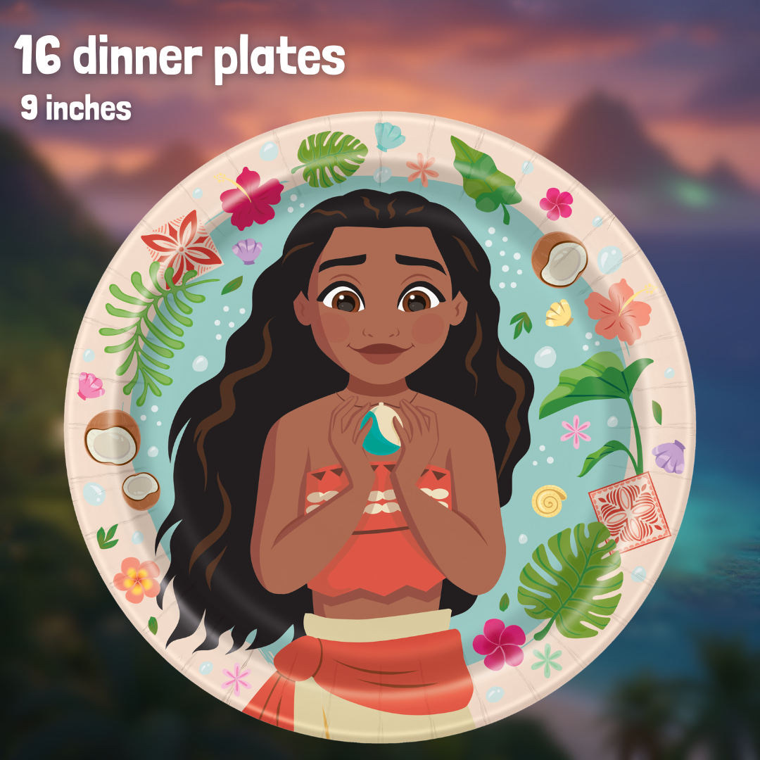 Moana 2 Birthday Party Supplies Bundle, Party Solution Value Pack, 2 Dinner Plates 8ct, Tablecloth 1ct, 16 Luncheon Napkins, Official Licensed, 33 Pc Set