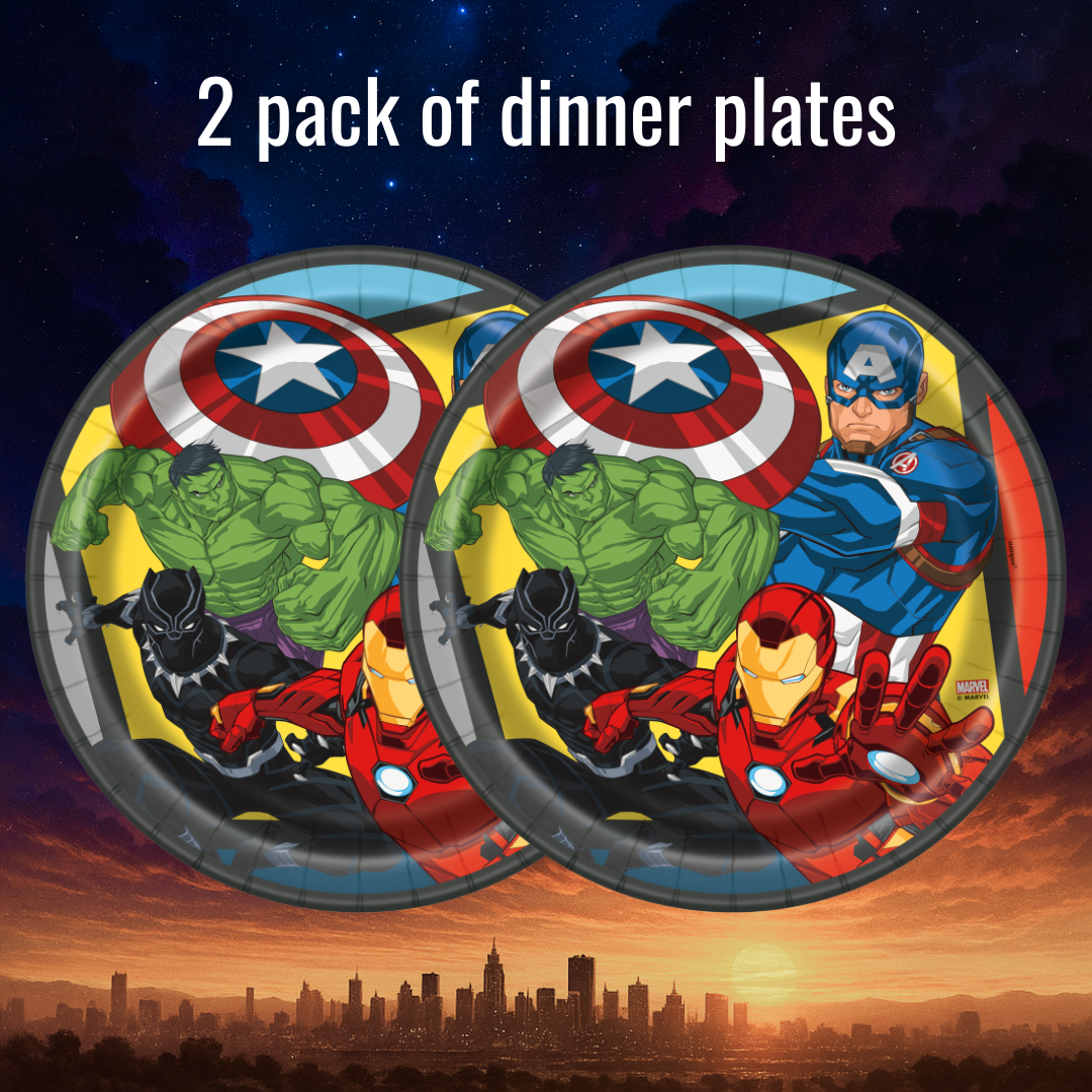 Avengers Ultimate Party Bundle: Dinner Plates, Napkins, Tablecloth - Effortless Fun for 16 Guests!