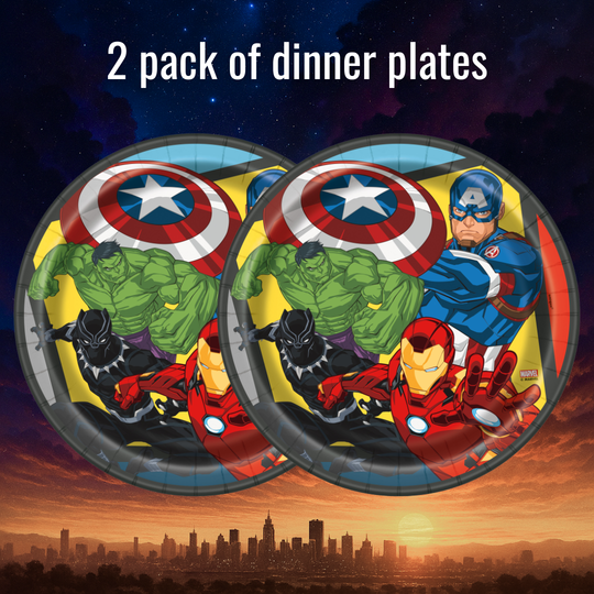 Avengers Ultimate Party Bundle: Dinner Plates, Napkins, Tablecloth - Effortless Fun for 16 Guests!