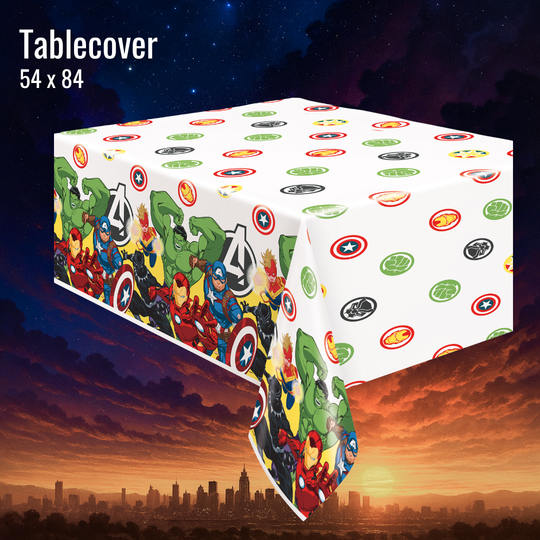 Avengers Ultimate Party Bundle: Dinner Plates, Napkins, Tablecloth - Effortless Fun for 16 Guests!