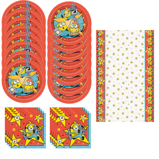 Despicable Me Party Bundle: Dinner Plates, Napkins & Tablecloth – Effortless Fun!