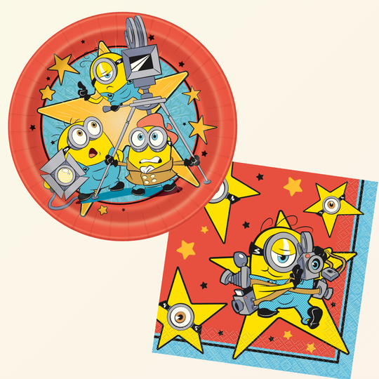 Despicable Me Party Bundle: Dinner Plates, Napkins & Tablecloth – Effortless Fun!