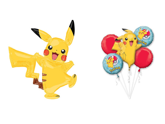 Pokemon Balloon Bundle: Bouquet and 52-inch Pikachu Airwalker - An Incredible Value for a Spectacular Display!