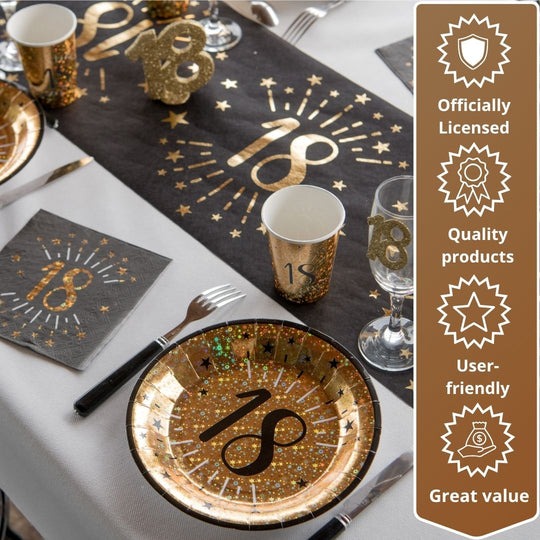 18th Birthday Shining Gold Party Bundle - Effortless Celebration Awaits!