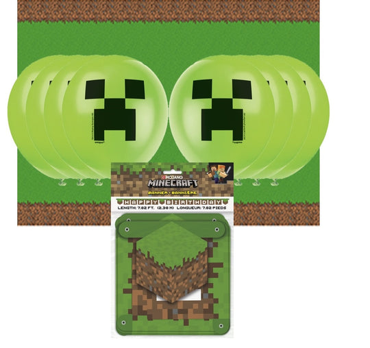 Minecraft Party Supplies Bundle - Effortless Celebration with Official Licensed Decorations