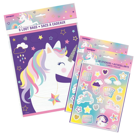 Unicorn Party Bundle: Stickers & Loot Bags - The Ultimate Celebration!