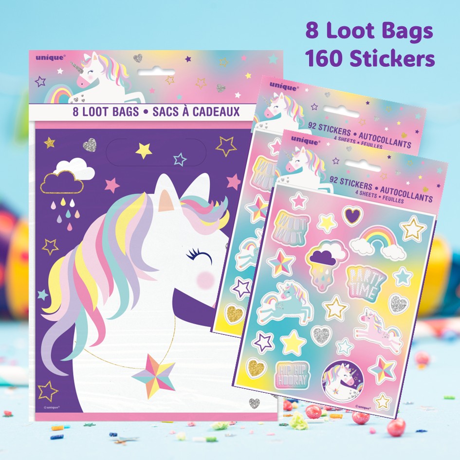 Unicorn Party Bundle: Stickers & Loot Bags - The Ultimate Celebration!